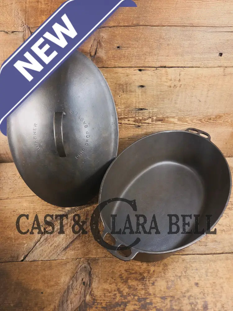 Turtle Top Style Wagner #5 Oval Roaster with Sawtooth drip lid and Stylized logo bottom Dutch Ovens Trivets & Kettles