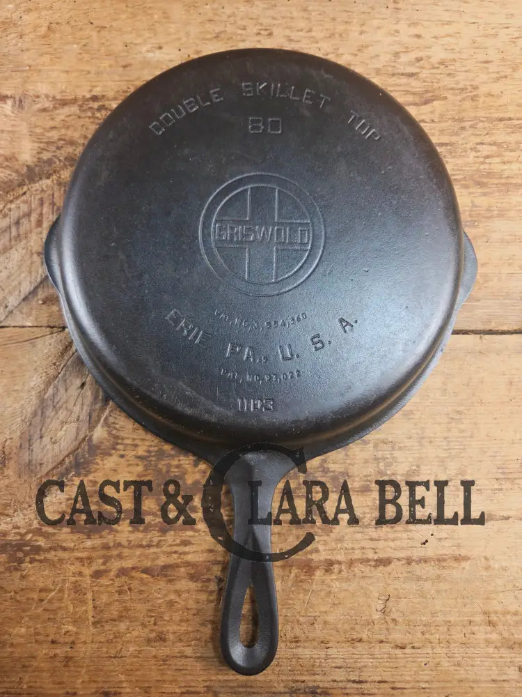 TWO Skillets! Beautiful Griswold No. 80 Combo Cooker Large Block Logo 1102 & 1103. Amazing for bread frying chicken and