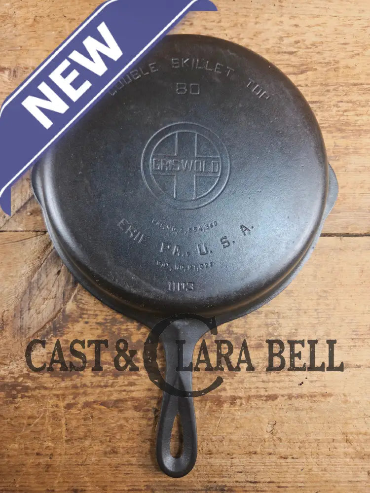 TWO Skillets! Beautiful Griswold No. 80 Combo Cooker Large Block Logo 1102 & 1103. Amazing for bread frying chicken and