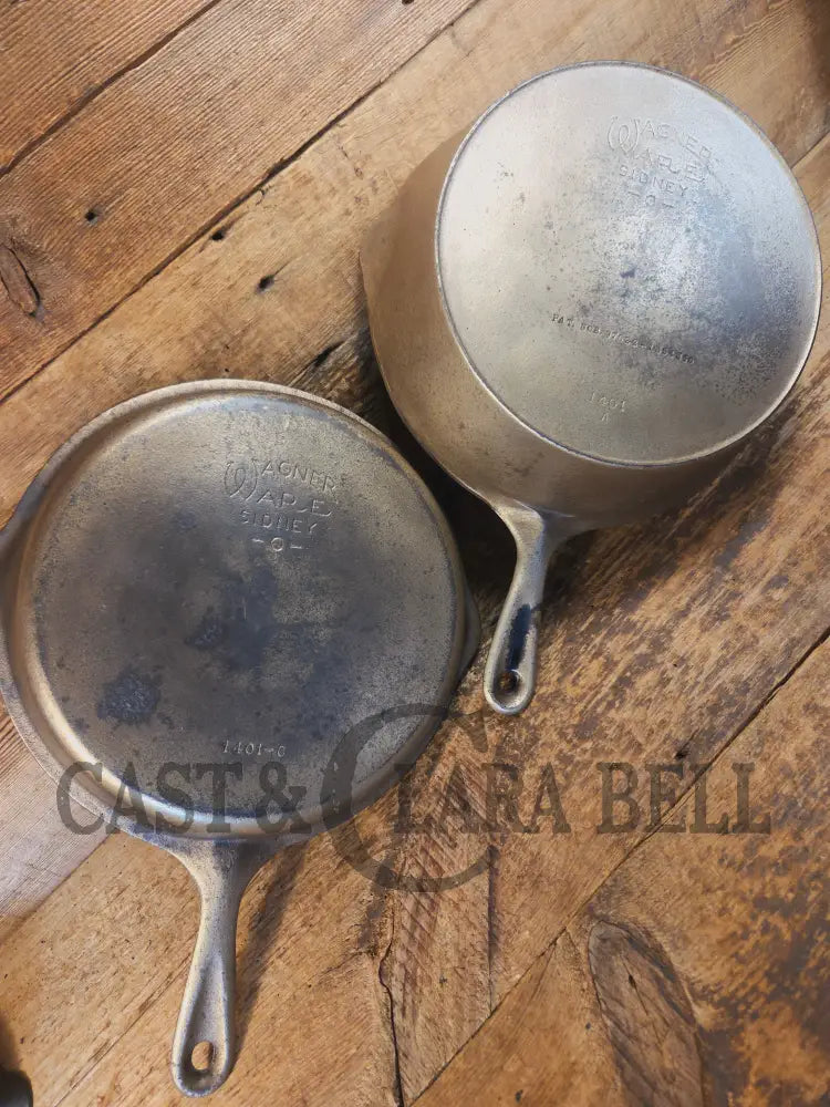 TWO skillets in one! 1920’s Era Wagner Combo Cooker 1401/1401. Nickel Outside Black Iron Inside - Skillet