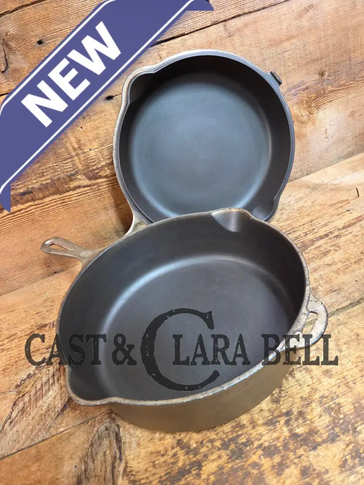 Two Skillets in one! 1930’s WagnerWare 1402 Cast Iron Double Skillet (1402 bottom and Bullseye Top) - Skillet
