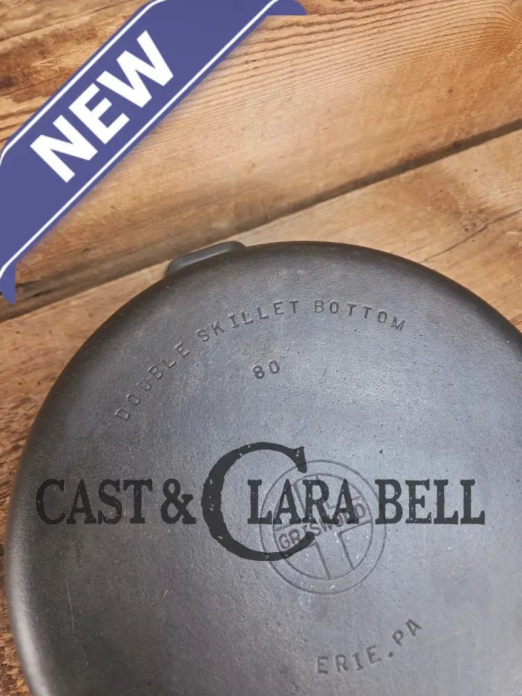 TWO skillets in one! Beautiful Griswold No. 80 Combo Cooker with Small Block Logo 1102 & 1103 Skillet