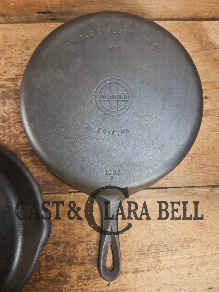 TWO skillets in one! Beautiful Griswold No. 80 Combo Cooker with Small Block Logo 1102 & 1103 Skillet