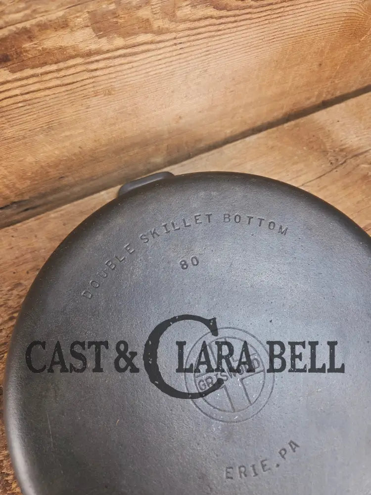 TWO skillets in one! Beautiful Griswold No. 80 Combo Cooker with Small Block Logo 1102 & 1103 Skillet