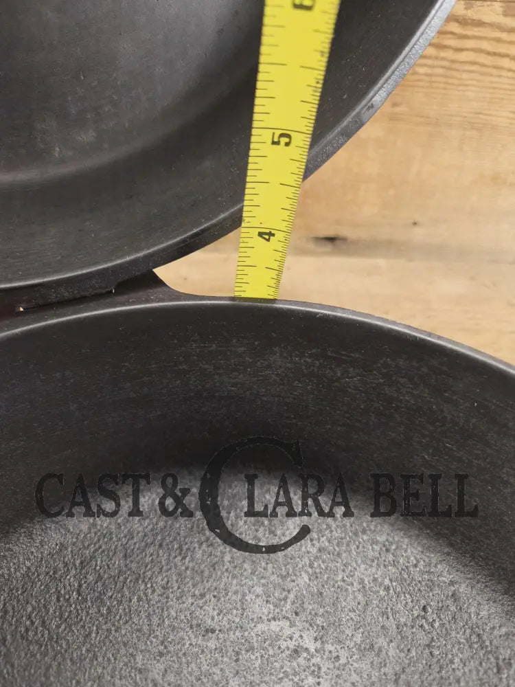 TWO Skillets! Near Perfect top micro-pitting on bottom. 1920’s Griswold No. 80 Combo Cooker Large Block 1102 & 1103