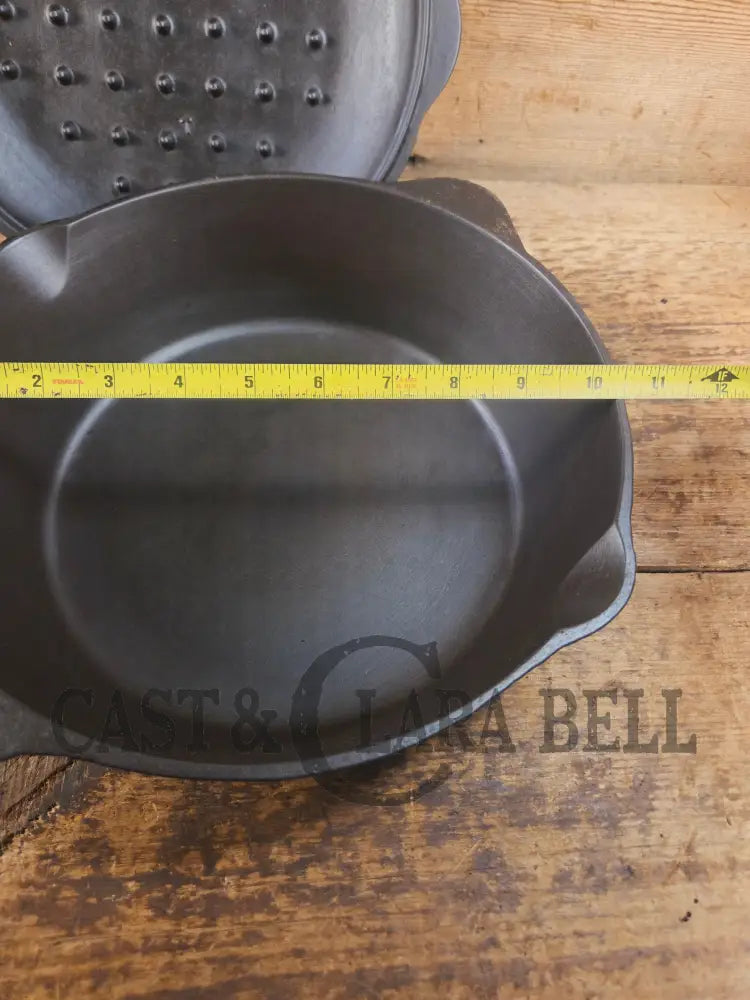 Unique! 1910’s Era Lodge #8 DEEP Cast Iron Skillet (Chicken Fryer) with Single Notch Heat Ring. Raised makers marks and