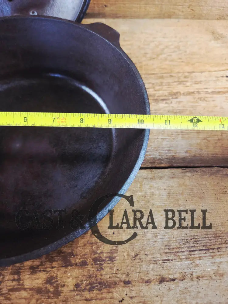 Unique! 1930’s Era Lodge #8 DEEP Cast Iron Skillet (Chicken Fryer) with 3 Notch Heat Ring. Raised Blob makers mark and