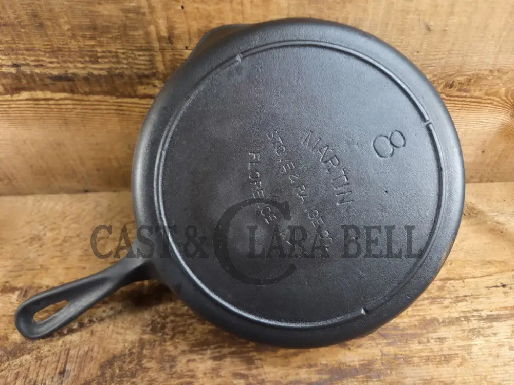 Unique! 1930βs era Martin Stove & Range Co. #8 βThree Notchβ Cast Iron Skillet with Text Logo. Versatile and elegant