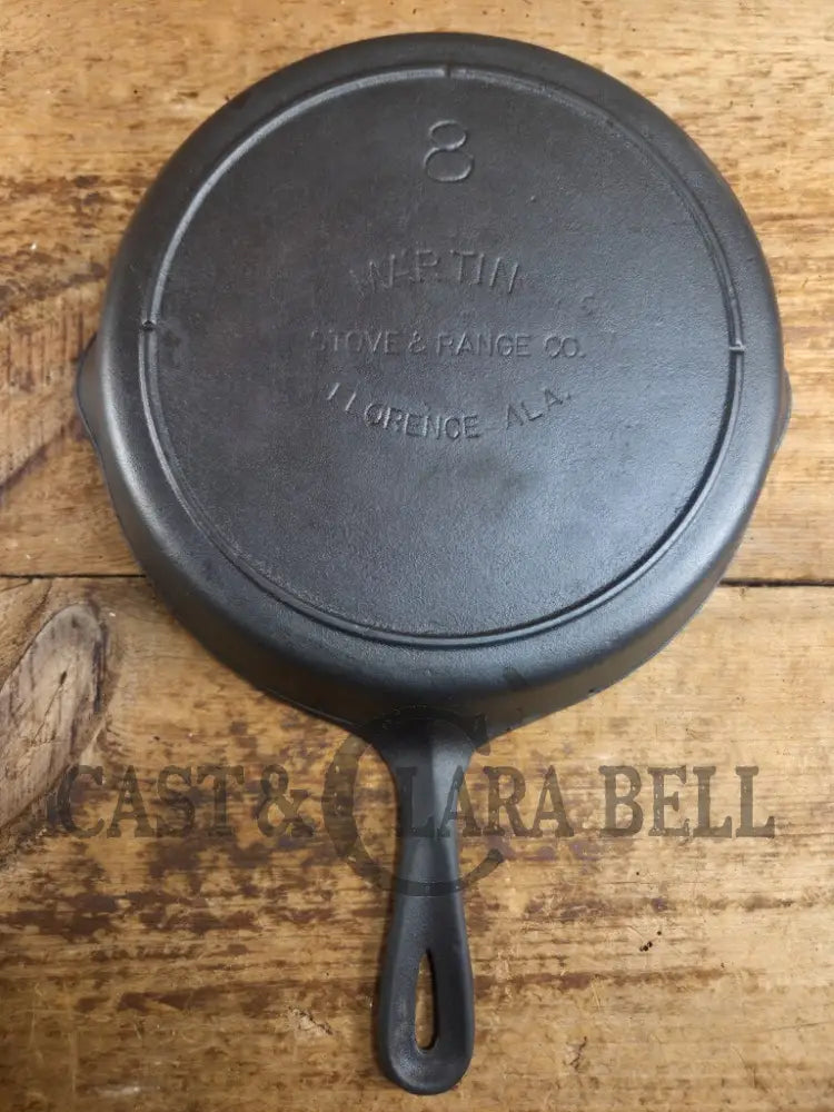 Unique! 1930βs era Martin Stove & Range Co. #8 βThree Notchβ Cast Iron Skillet with Text Logo. Versatile and elegant