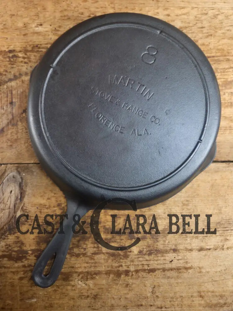 Unique! 1930βs era Martin Stove & Range Co. #8 βThree Notchβ Cast Iron Skillet with Text Logo. Versatile and elegant
