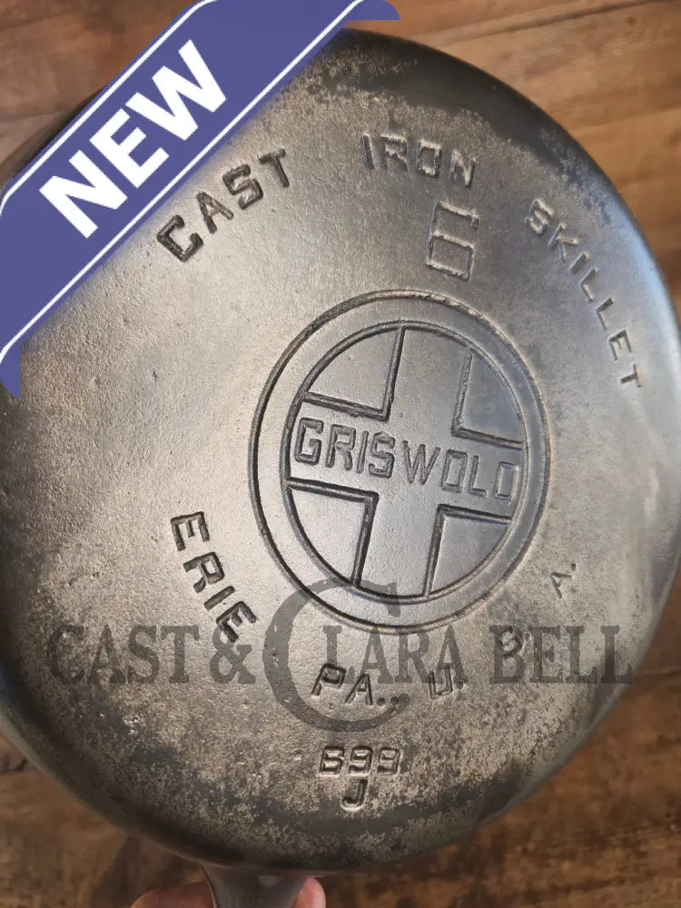 Unique! 1930’s Griswold #6 Duo-Chrome Skillet with Large Block Logo and Smooth Bottom 699 - Skillet