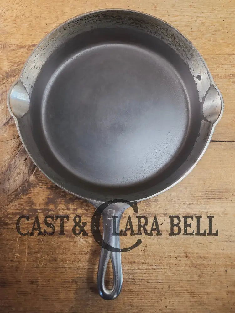 Unique! 1930’s Griswold #9 Duo-Chrome Skillet with Large Block Logo and Smooth Bottom 710 Skillet