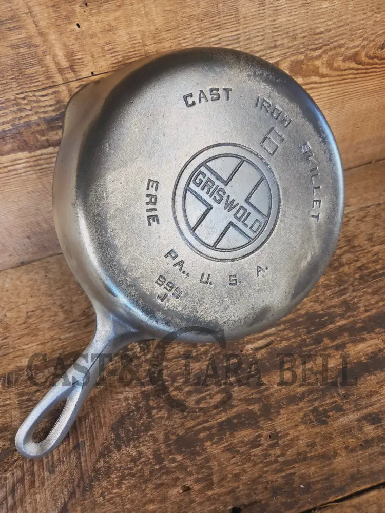 Unique! 1930’s Griswold #6 Duo-Chrome Skillet with Large Block Logo and Smooth Bottom 699 - Skillet
