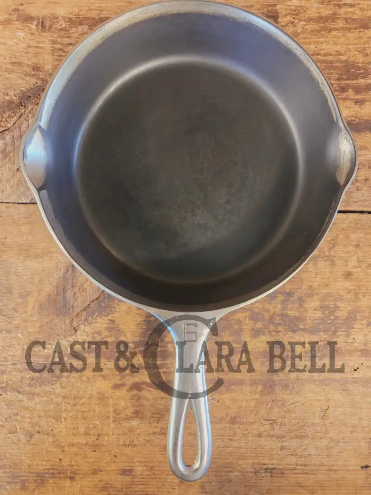 Unique! 1930’s Griswold #6 Duo-Chrome Skillet with Large Block Logo and Smooth Bottom 699 - Skillet