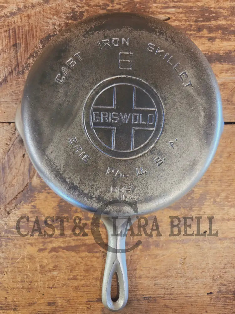 Unique! 1930’s Griswold #6 Duo-Chrome Skillet with Large Block Logo and Smooth Bottom 699 - Skillet