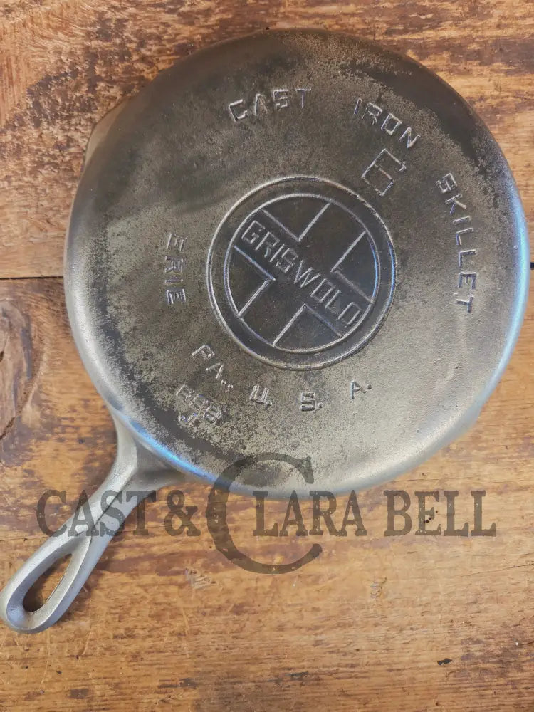 Unique! 1930’s Griswold #6 Duo-Chrome Skillet with Large Block Logo and Smooth Bottom 699 - Skillet