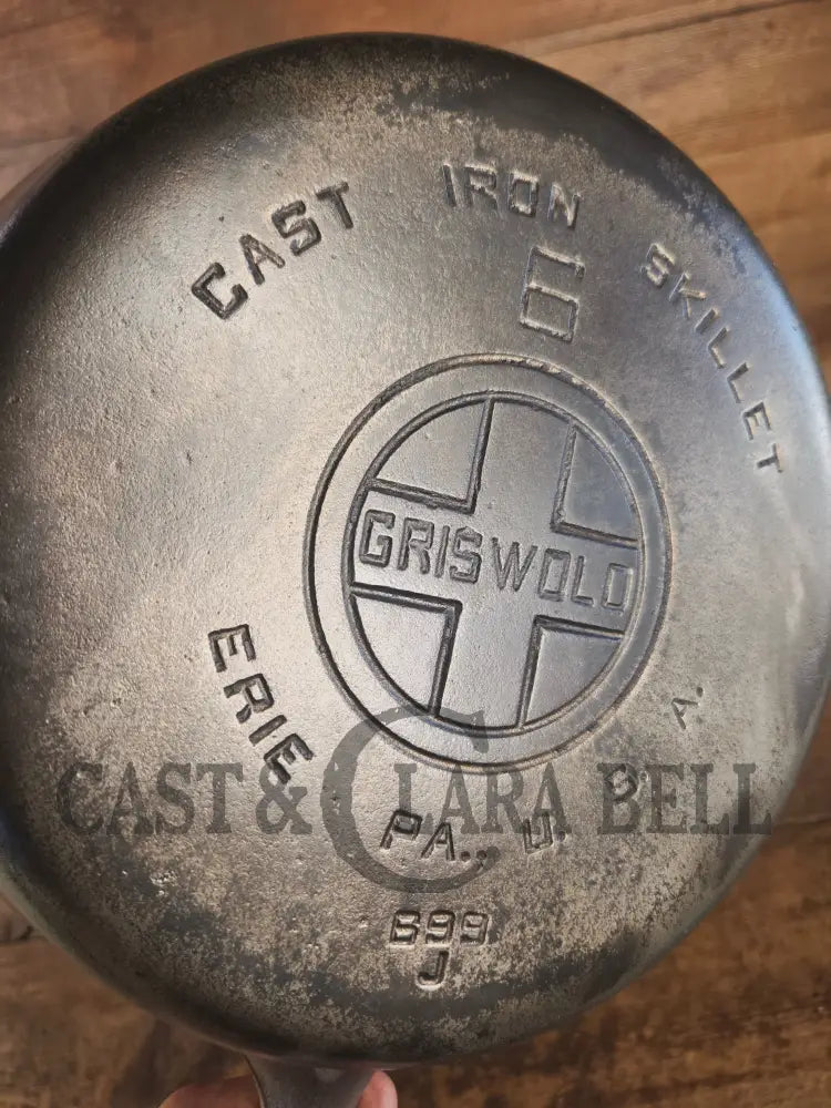 Unique! 1930’s Griswold #6 Duo-Chrome Skillet with Large Block Logo and Smooth Bottom 699 - Skillet
