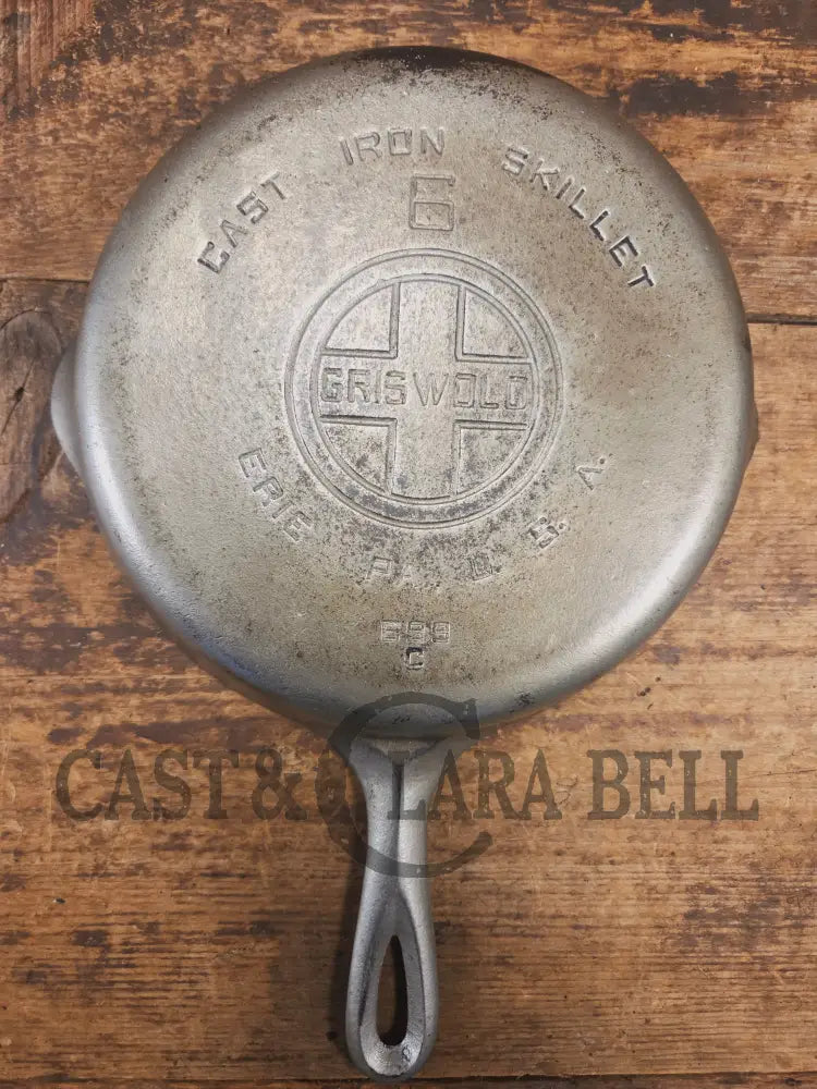 Unique! 1930βs Griswold #6 Duo-Chrome Skillet with Large Block Logo and Smooth Bottom 699 C - Skillet