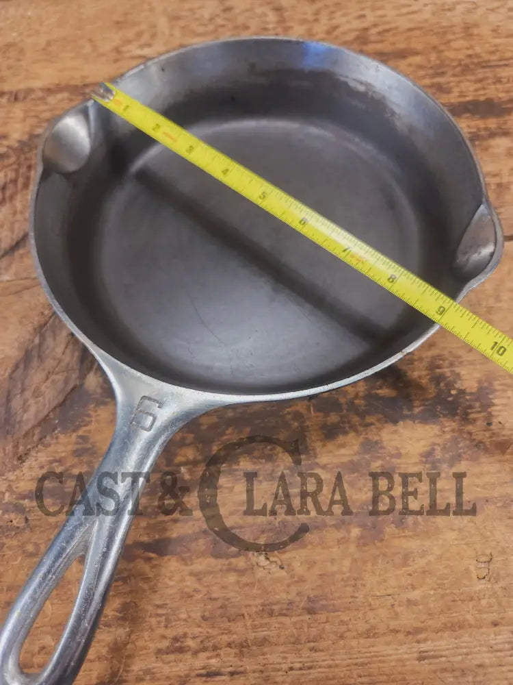 Unique! 1930βs Griswold #6 Duo-Chrome Skillet with Large Block Logo and Smooth Bottom 699 C - Skillet