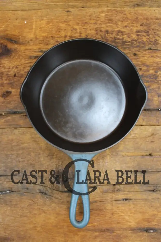 Very Cool And Htf Favorite Piqua Ware #5 Blue Enameled Cast Iron Skillet! Skillet