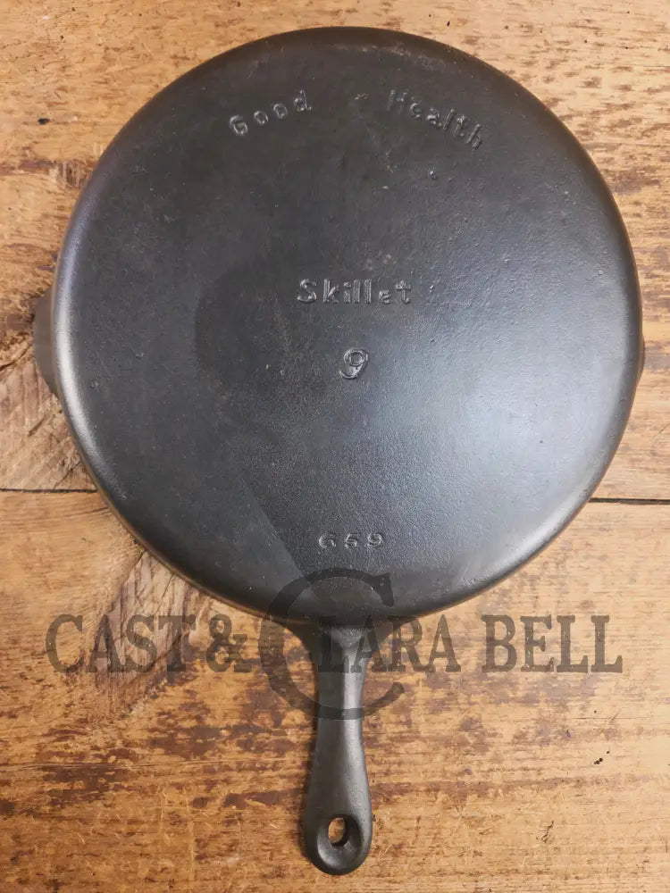 Very cool skillet. Griswold’s Good Health #9 Cast Iron Skillet 659. Classic Department store piece! Skillet