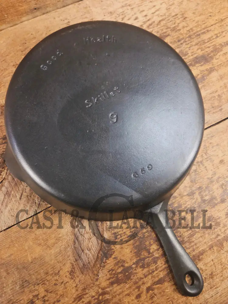 Very cool skillet. Griswold’s Good Health #9 Cast Iron Skillet 659. Classic Department store piece! Skillet
