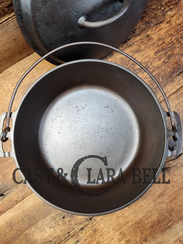 Very Early 1900βS Griswold #8 Cast Iron Dutch Oven With Matching 833 Lid Slant Logo βErieβ
