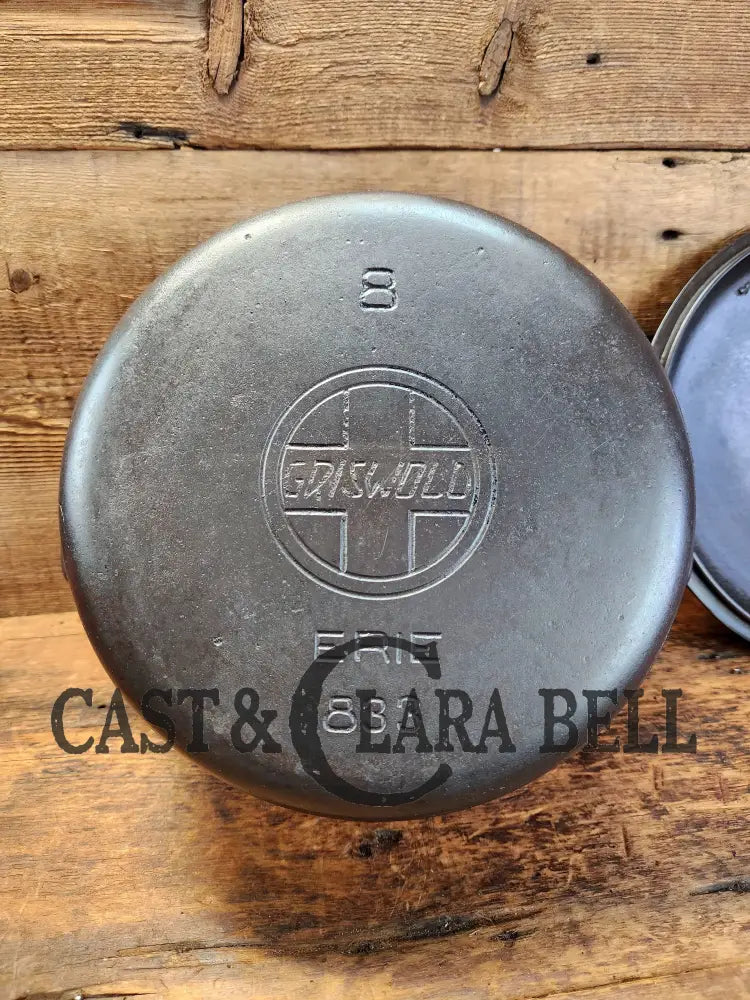Very Early 1900βS Griswold #8 Cast Iron Dutch Oven With Matching 833 Lid Slant Logo βErieβ
