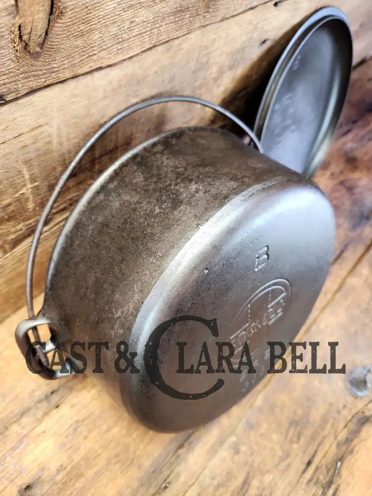 Very Early 1900βS Griswold #8 Cast Iron Dutch Oven With Matching 833 Lid Slant Logo βErieβ