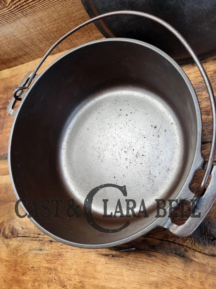 Very Early 1900βS Griswold #8 Cast Iron Dutch Oven With Matching 833 Lid Slant Logo βErieβ