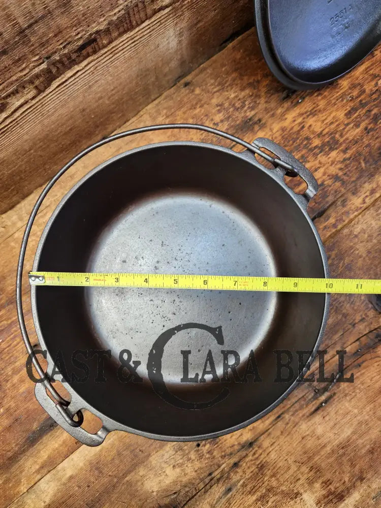 Very Early 1900βS Griswold #8 Cast Iron Dutch Oven With Matching 833 Lid Slant Logo βErieβ