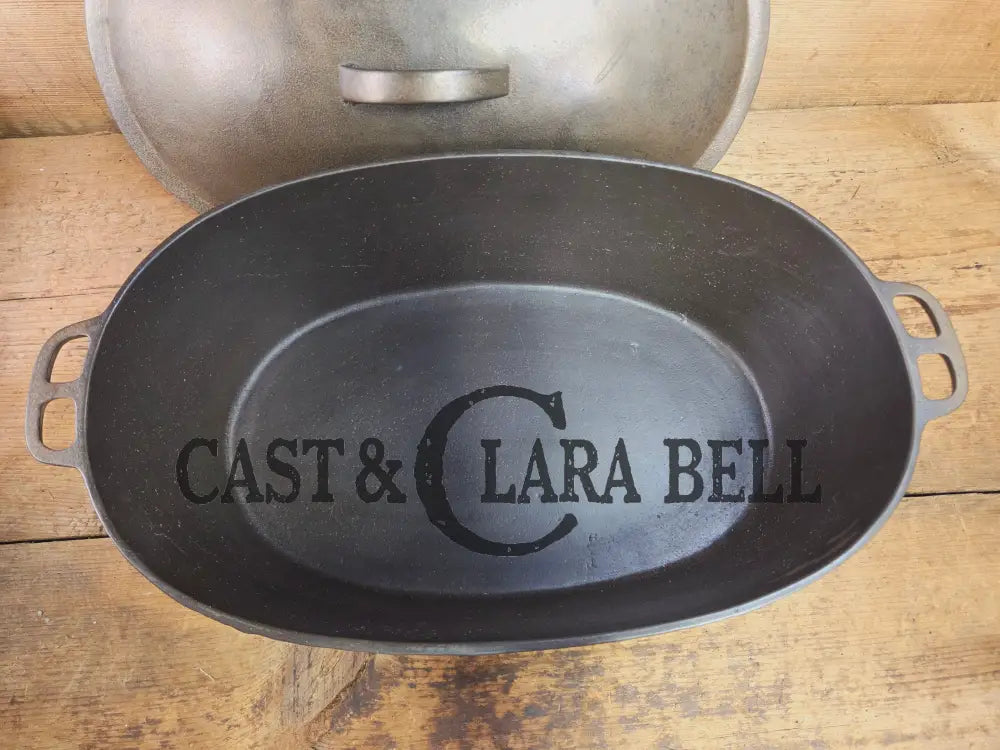 Very early Wagner #5 Nickle finish oval roaster. Beautiful patina on the outside and near perfect inside. Great bread