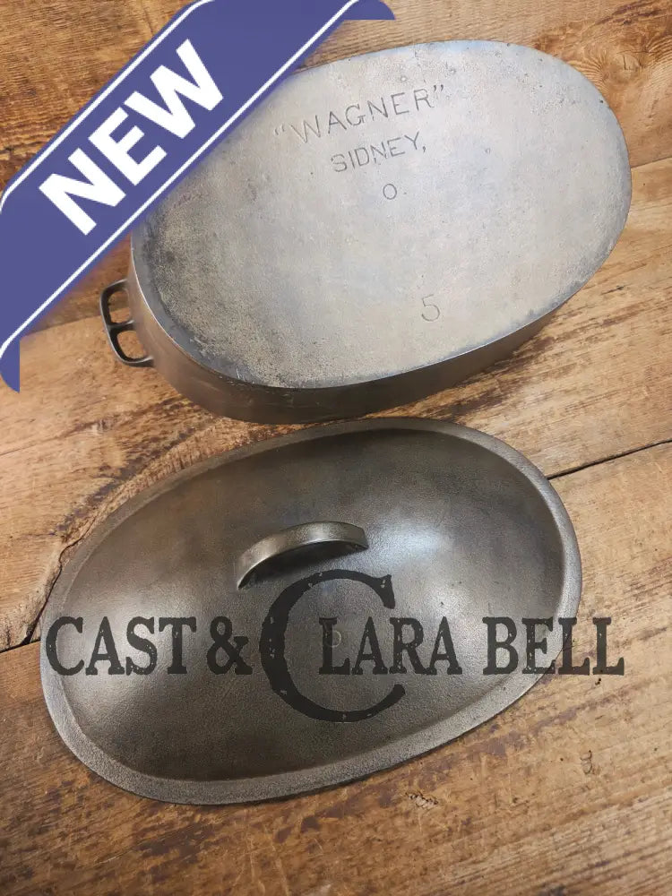 Very early Wagner #5 Nickle finish oval roaster. Beautiful patina on the outside and near perfect inside. Great bread