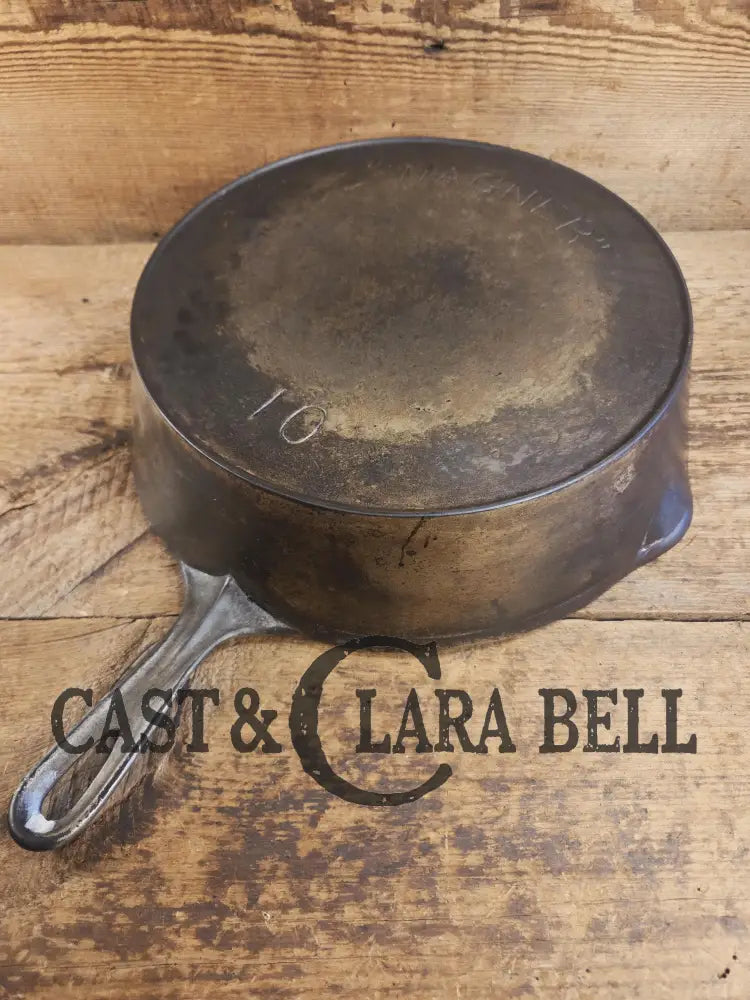 Very Rare 1890’s first series Wagner DEEP #10 Skillet. Nickel plated patina outside and black iron inside. What a