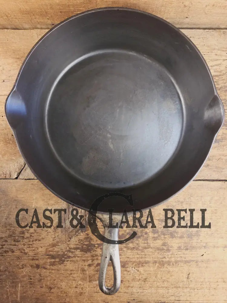 Very Rare 1890’s first series Wagner DEEP #10 Skillet. Nickel plated patina outside and black iron inside. What a