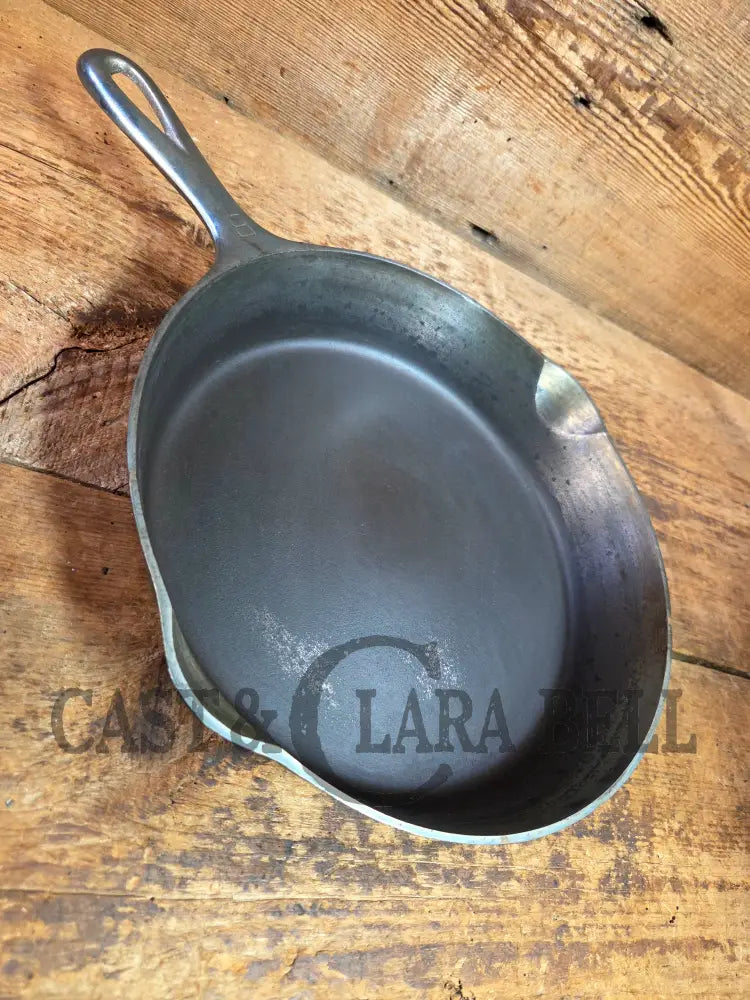 Very unique! 1930’s Griswold #8 Large Block Logo 704 S Cast Iron Skillet. Inside black iron outside chrome patina
