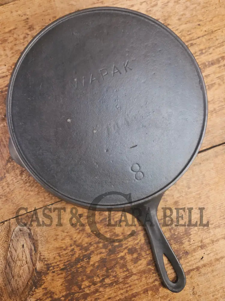 Wapak #8 straight logo with βGhost Mark Erieβ 704 Cast Iron Skillet Fully restored and seasoned ready to use! Skillet