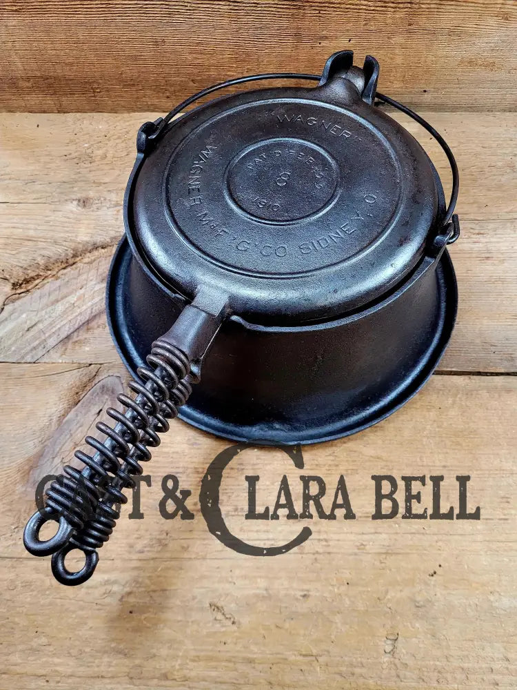 Whoa!! 1910βS Early Wagner βArcβ Style Logo Mfg Co. Sidney O #8 Waffle Iron With Tall Base!
