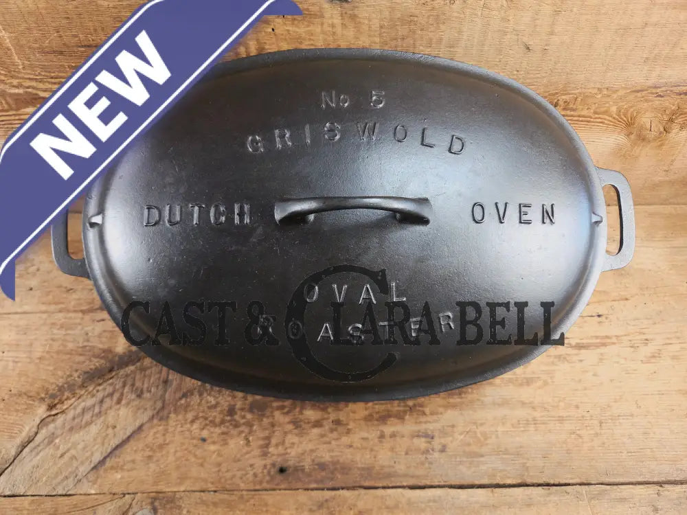 WOW WOW!!! 1920’s Griswold #5 Large Block Logo Oval Roaster. P/N 645 Bottom 645 Lid. Beautiful! Dutch Ovens Trivets &
