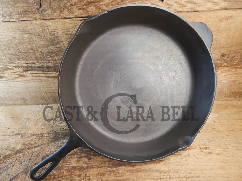 Wow. 1930-40’s era Lodge #12 Cast Iron Skillet with Three Notch Heat Ring. HUGE and perfect for large batch cooking