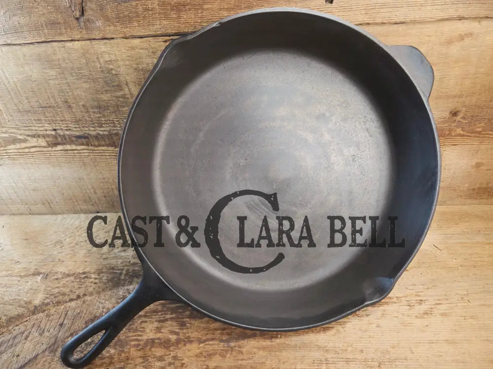 Wow. 1930-40’s era Lodge #12 Cast Iron Skillet with Three Notch Heat Ring. HUGE and perfect for large batch cooking