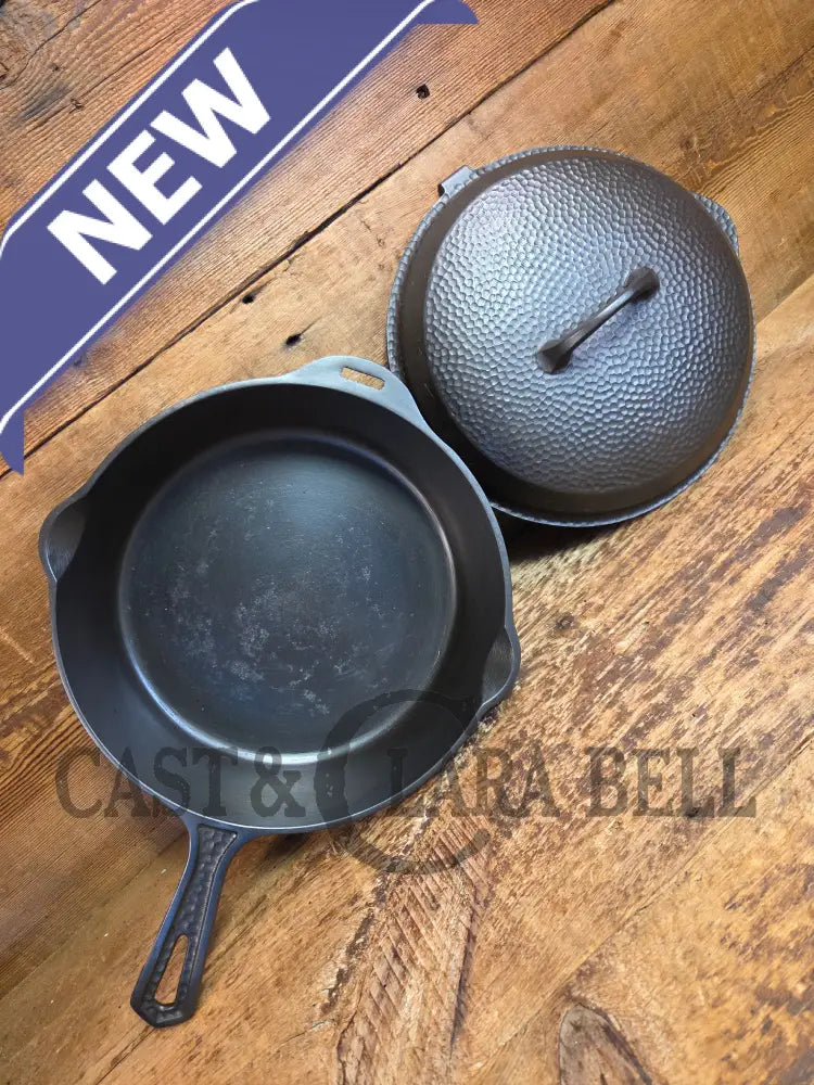 WOW! Hard to find 1930’s Hammered finish Griswold No. 8 DEEP CHICKEN FRYER Cast Iron Skillet 2028 w/ hinged lid 2098