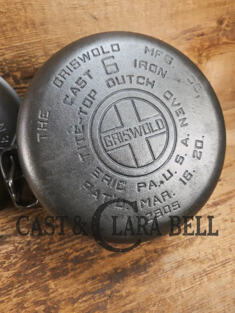 WOW Hard to Find and the cutest Dutch oven EVER. 1920βs Griswold #6 Tite-Top Cast Iron Dutch Oven Fully marked Lid