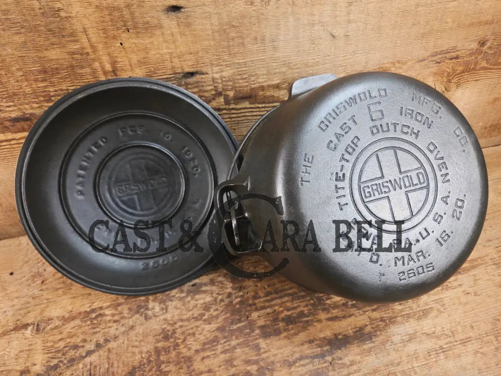 WOW Hard to Find and the cutest Dutch oven EVER. 1920βs Griswold #6 Tite-Top Cast Iron Dutch Oven Fully marked Lid