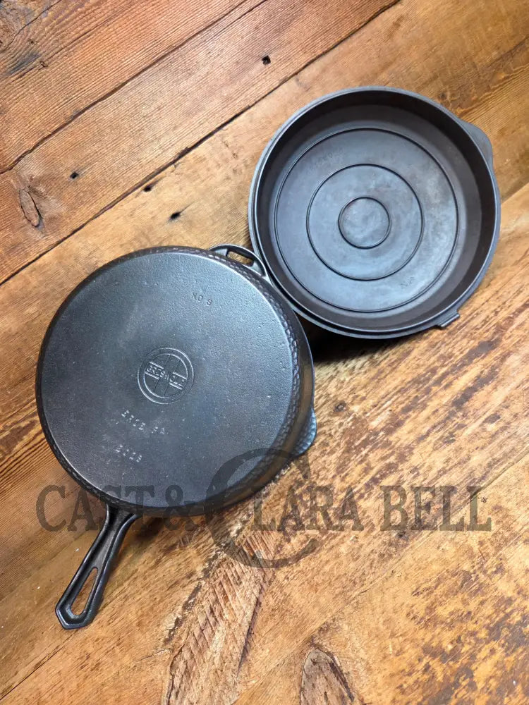 WOW! Hard to find 1930’s Hammered finish Griswold No. 8 DEEP CHICKEN FRYER Cast Iron Skillet 2028 w/ hinged lid 2098