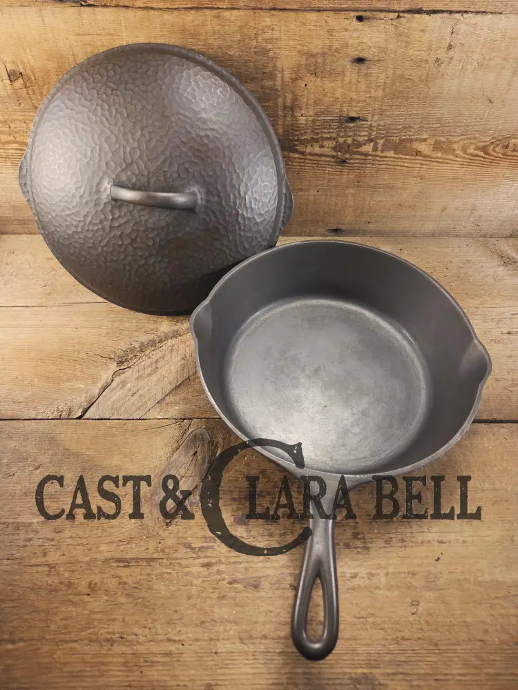 WOW! Harder to find 1930’s Wagner #9 DEEP skillet with matching lid! Not see often and with beautiful Hammered Finish
