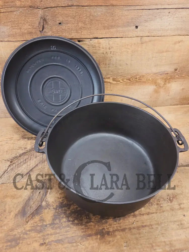 WOW. Not seen often! Griswold first series Slant Logo w/ ERIE Dutch oven Size #10 (835) Dutch Oven with ERIE Logo &