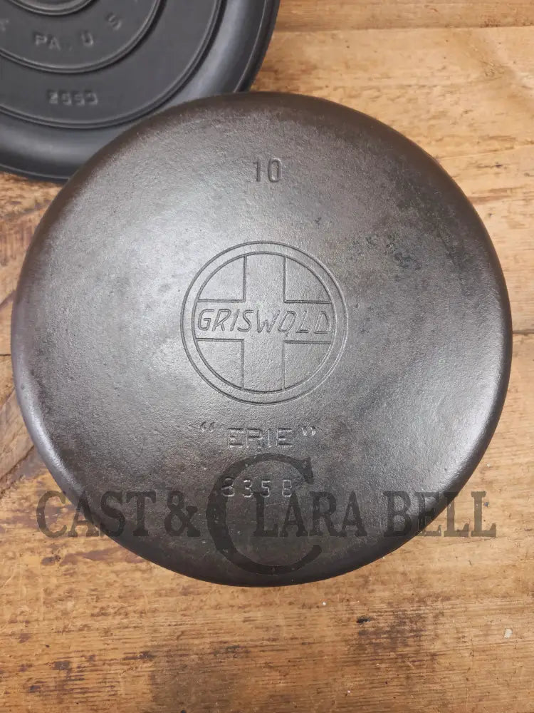 WOW. Not seen often! Griswold first series Slant Logo w/ ERIE Dutch oven Size #10 (835) Dutch Oven with ERIE Logo &