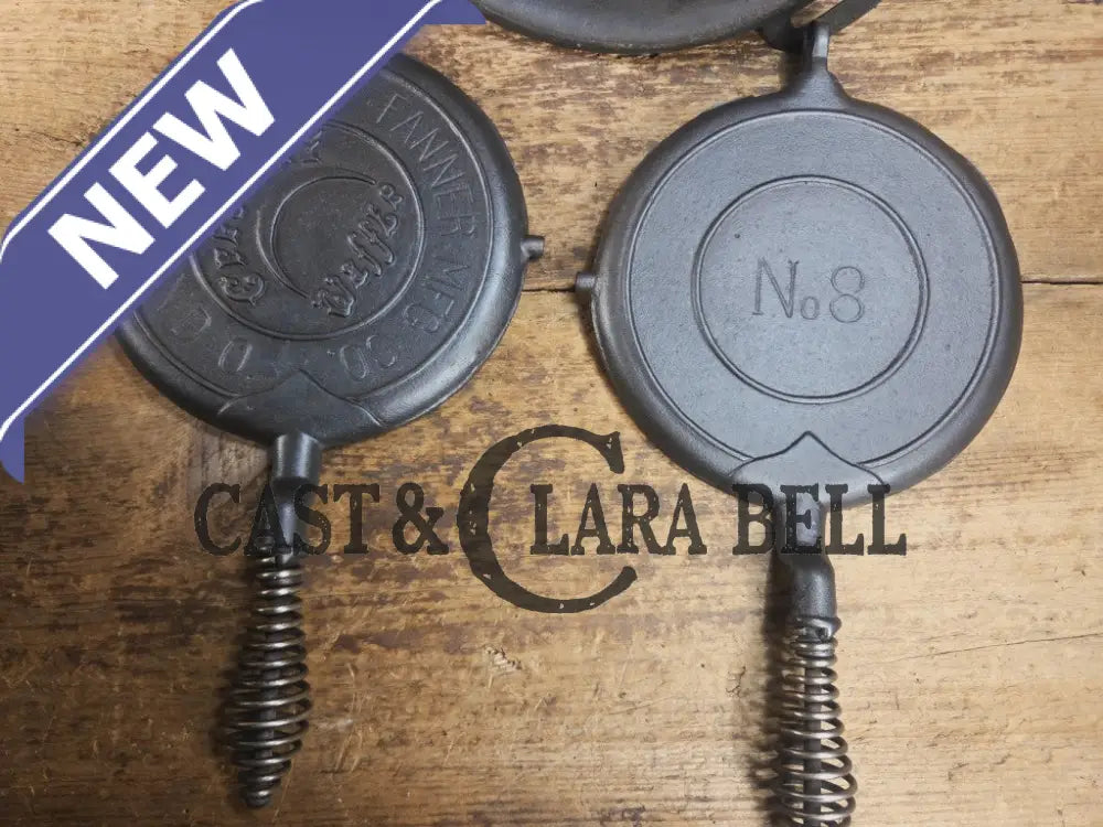 WOW VERY cool and tough to find! Early 1900βs Fanner Mfg Co No. 8 Crescent Cast Iron Waffle Maker with TALL Base.