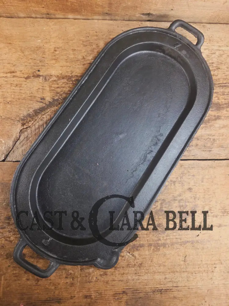 1800’s #7 Antique Gate-marked Long Griddle/Fish Fryer Raised 7 and P Griddle